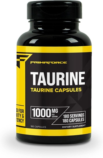 [BRSRMFIDCQBBSGYV] Primaforce Taurine 1000mg kapsler, 180 Caps, Non- GMO & Gluten Free Supplement