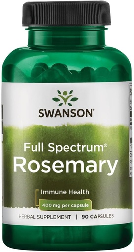 [BRSWIZQYBIPBYGD6] Swanson Full Spectrum Rosemary - Herbal Supplement Promoting Immune Health Support - Natural Formula to Help Defend The Body & Support Overall Wellness - (90 Capsules, 400mg Each)