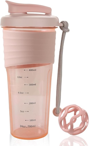 [BRSROBIFAEBWKGTJ] Proteiin Shaker Bottle, Sports Blender pudelid valgusegud viskipalliga, segu pudel, Portable Pre Workout Whey Protein Drink Shaker Cup, Kesköö roosa