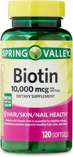 [BRSRO2YEBYOWYA3Z] ikj Biotin Hair/Skin/Nails Health Dietary Supplement Softgels, 10,000 mcg, 120 Count