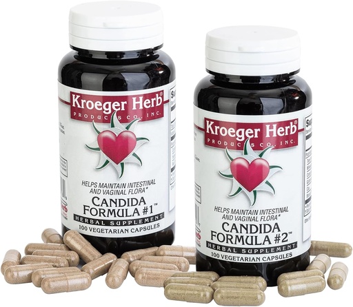 [BRSRAGAYOAPQEAAV] Kroeger Herb Productos Candida Fórmula #1 y #2, Clease Suplemento para Mujeres Hombres - Apoyos Niveles Normales de Levadura y Candida