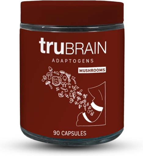 [BRSRMZL4CB4A423B] TruBrain Nootropic Capsules - Focus, Energy, Clarity. Fast Absorbing Nootropics Capsules | Brain Boosters | Improve Memory | Stop Procrastination (Mushrooms)
