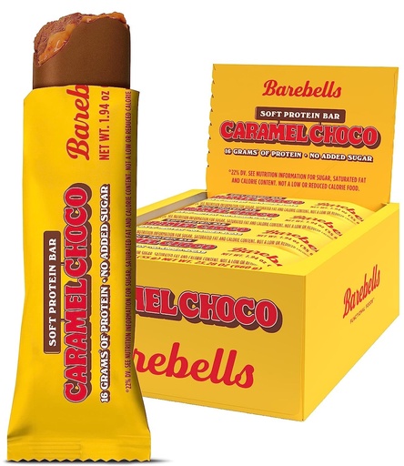 [BRSROZA6OUFW22Q2] Barebells Soft Protein Bars Caramel Choco - 12 Count, 1.9oz Bars - Protein Snacks with 16g of High Protein - Fluffy Chocolate Protein Bar with 2g of Total Sugars - Soft Protein Snack & Breakfast Bars