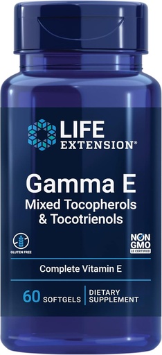 [BRSWIYQ7BMPWOG3A] Life Extension Gamma E Mešani tokoferoli in tokotrienoli – Popoln vitamin E Spectrum, Antioksidant Zaščita – Ne-GMO, Gluten-free – 60 Softgels