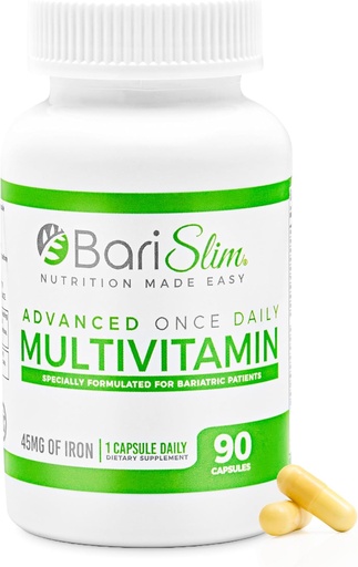 [BRSWGBQOBABBMDQ6] BariSlim Advanced Once Daily Bariatric Multivitamín Kapsula - 45 mg železa - Bariatric Vitamín pre Post Bariatrická chirurgia vrátane Gastrický Bypass a žalúdočný sleeve