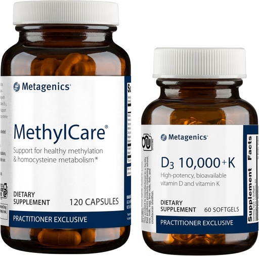 [BRSRA2YKPJ7AO3D2] Metagenes Bundle - D3 10,000 + K & MethylCare - 60 Softgels D3 cho Hỗ trợ Immune, Bone Health & Heart Health* - 120 Capsules of MethylCare cho superbole & Methyzecation*