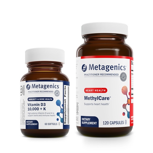 [BRSRA2YKPJ7AO3D2] Metagenics Bundle - D3 10,000 + K & MethylCare - 60 Softgels of D3 for Immune Support, Bone Health & Heart Health* - 120 Capsules of MethylCare for Homocysteine Metabolism & Methylation*