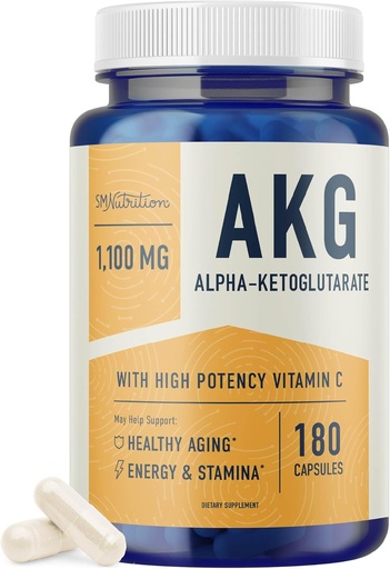[BRSROFL6BMMWCHIY] AKG Supplement □ 1,100MG Por Servindo • 180 Cápsulas • Alfa Ketoglutarato Com cálcio + vitamina C □ Para Envelhecimento Saudável, Longevidade, Energia e Foco