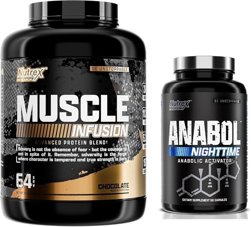 [BRSRAHD7CACQK3D4] Nutrex Research Whey Protein Powder, Chocolate Anabol PM Nighttime Muscle Builder & Sleep Aid