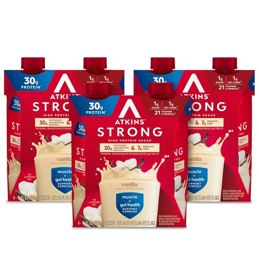 [BRSRA2QEOQBGC2Q3] Atkins güclü Yüksək Protein Shake, Vanilla Flavored, 30g Protein, Aşağı Avtomobilb və Aşağı Sugar Shake, Keto Dostu, Gluten Pulsuz Kas, və Gut Health Support Kompleksi, 12 Count