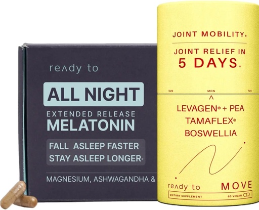 [BRSRAHD4CEOQ4DT2] Conjunto de Alivio " Dormir " Silencioso " Soporte conjunto con Melatonina, Ashwagandha, Tamaflex® Turmeric, y Pea vivieron Restful Sleep " Joint Supplements Pack