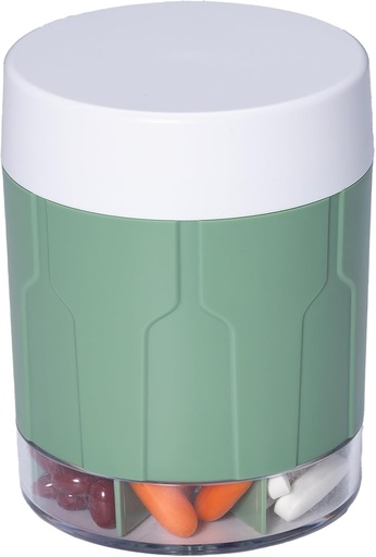 [BRSROZAROEJQOELX] Betife Extra Large Supplement Organizer,Weekly Pill Organizer Bottle, Daily Pill Dispenser with 7 Large Compartments, Organizer to Hold 7 Day Vitamin Medication,21 Labels and a Cleaning Brush（Green）