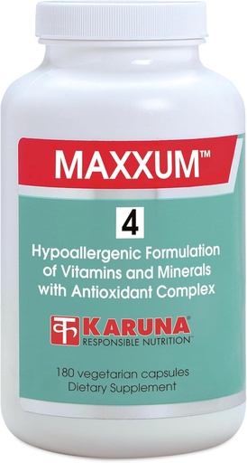 [BRSWIYIZCIMB2CTI] Karuna MAXXUM 4 180 vegetariska kapslar | multivitamin och mineraltillskott, Lutein, Zeaxanthin, Lycopene, Alpha-Carotene och Cryptoxanthin, Citrus Bioflavonoids,1:1 Calcium/Magnesium