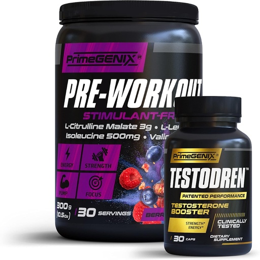 [BRSROYADCIPRQYD5] Peak Performance Stack | Testodren & Stimulant Kostenlose Vor-Workout Bundle | Übungen Enhancing | Verbesserung der Energie | Made in USA