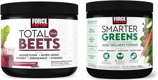[BRSROAIPDN4AO3I3] Force Factor Yhteensä Beets Drink Mix Superfood Powder with nitrates tukemaan verenkiertoa, Blood Flow & Smarter Greens Daily Wellness Powder tukea energiaa, immuniteetti & digestion