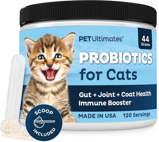 [BRSWIAACCIHWECDM] Pet Ultimates Probiotics for Cats – 20-Species Cat Probiotic Powder to Treat Diarrhea, Vomiting, Digestive Support & Cat Antibiotics Recovery – Cat Health Supplies (44 gr)