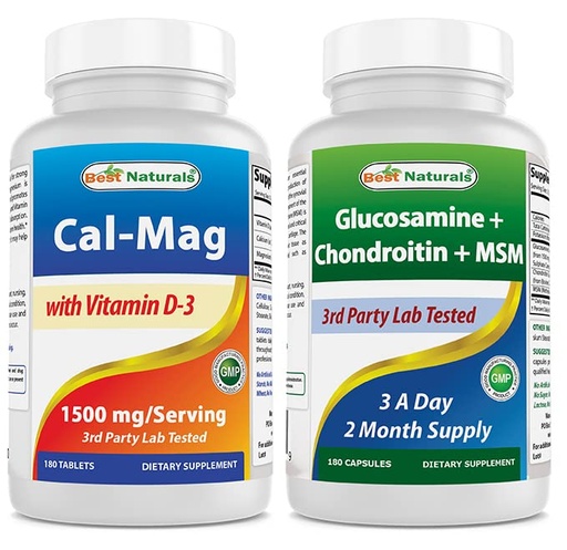 [BRSRMBT4OYIQGHLZ] Best Naturals Calcium Magnesium with Vitamin D3 1500mg & Glucosamine Chondroitin and MSM