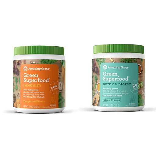 [BRSWYFA3CUBAE2D5] Amazing Grass Greens Blend Superfood Powder for Immune Support + Detox & Digest