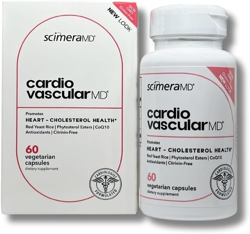 [BRSWI2Y7BUHBGFAV] ScimeraMD® Kardiovaskulaarinen MD Red Jeast Rice Supplement Fytosteroli Ester ja CoQ10 Heart Health ja Cholerol Support, 60 CT