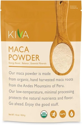 [BRSROAD2OEJQAAA7] Kiva Organic Maca Powder, Pure Authentic Peruvian Maca Root Powder to Supercharge Your Health, Support for Energy, Superfood, 16oz
