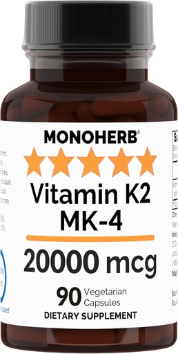 [BRSRA2T3OUCRQHLD] MONOHERB Vitamin K2 as Menatetrenone MK-4 20000 mcg per Capsule - 90 Veg Capsules