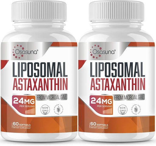 Liposomal Astaxanthin Supplement 24MG, Maximum Absorption, Antioxidant Stronger Than VIT C, Non-GMO & Gluten Free - 120 Softgels(4 Months Supply)