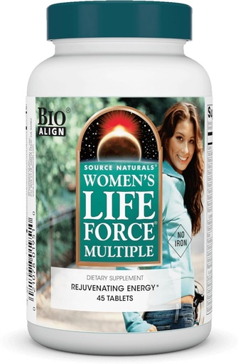 [BRSWIY3YCQARAA34] Source Naturals Women's Life Force multiple Iron Free - Daily Complete Multivitamin 13 Essential Vitamins, Antioksis, Herbs, Nutrients & Minerals - Gelişmiş Enerji ve Immune Boost - 45 Tabletler