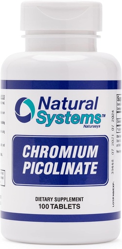 [BRSRMYYOAUORSG3V] Chromium Picolinate 200 Mcg 100 Tablets by Natural Systems - Chromium Supplements for Active Lifestyle - Bikain Absorption Chromium Supplement - Non Sugar Chromium kapsulak