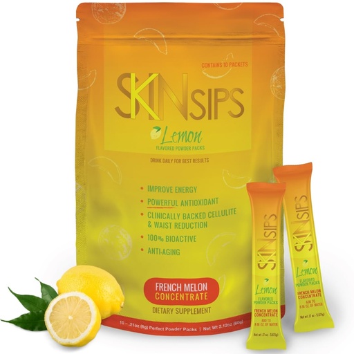 [BRSRAYAZCJYAMDTO] Skin Health & Energy Boost Drink Mix- Sugar Free, SOD B (TM), Antioxidants from French Melon Concentrate, On The Go Stick Packs, Lemon, 10 Pack