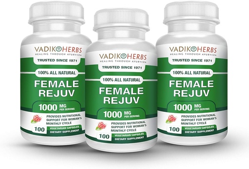 [BRSWGHANOV7RMCDA] Female Rejuv by Vadik Herbs | Herbal Treatment for PMS Relief Supplement Premenstrual Cycle Support | Herbal Formula Complex for Menstrual Cramp & Periods | Naturally Balance Hormones (3 Pack)