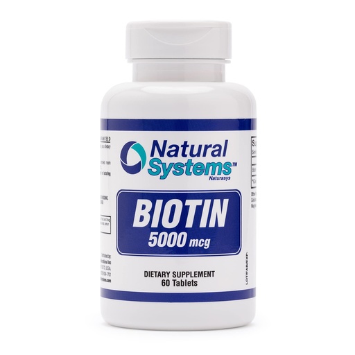 [BRSRMYYPOQIWGYLJ] Biotin 60 Tablets 5000 mcg by Natural Systems | Biotin Hair Growth Support Pills | Hair Skin Nails Vitamins for Men and Women | Supplement Improves Cell Growth
