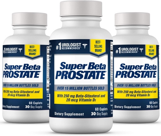 [BRSWGZYTPMHGGDTB] SUPER BETA PROSTATE Support Supplement for Men's Health - Reduce Bathroom Trips, Promote Sleep, Better Bladder Emptying & Healthy Prostate, Beta Sitosterol - 60 Count (Pack of 3)