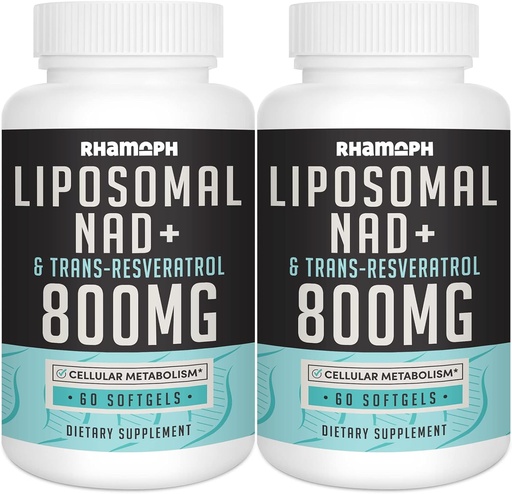 [BRSRMBAFB56QEAIU] Trans-Resveratrol를 가진 Liposomal NAD+ 800 mg 300 mg, 최대 흡수, 실제적인 NAD+ 건강한 시효, 세포 에너지, DNA 수리, Longevity - 120 Softgels를 위한 퇴적 보충교재