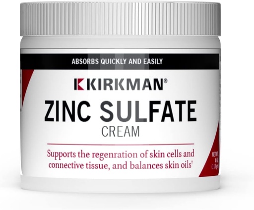 [BRSWIATRA4IWG2LC] Kirkman - Zinc Sulfate Topical Cream - 4 fl oz - Fast Absorption - 10% Zinc Sulfate - Hypoallergenic