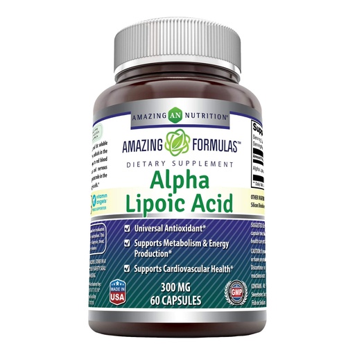 [BRSWGHT4OIGRUYDJ] Amazing Formulas Alpha Lipoic Acid 300 mg Capsules Supplement | Non-GMO | Gluten Free | Made in USA (60 Count)