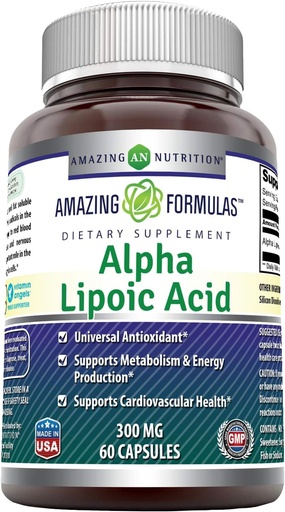 [BRSWGHT4OIGRUYDJ] Amazing Formulas Alpha Lipoic Acid 300 mg Capsules Supplement | Non-GMO | Gluten Free | Made in USA (60 Count)