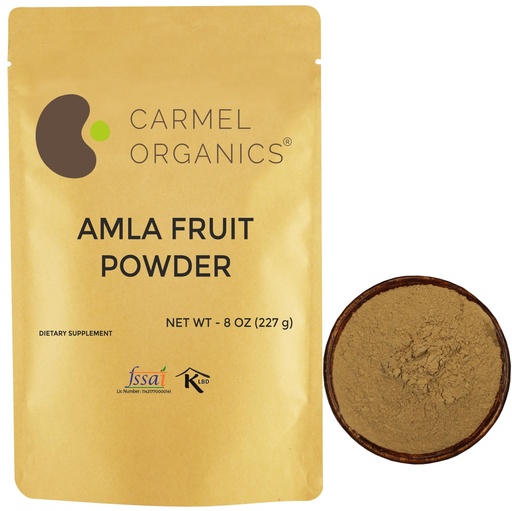 [BRSWYHT2AFYA23IU] CARMEL ORGANICS Amla/Amlaki (Emblica officinalis) Fruit Powder (8 Ounces) for Hair Care, Skin and Wellness | Natural, Non GMO | No Added Preservatives