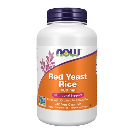 [BRSWIYIGOIABWYLA] NOW Supplements, Red Yeast Rice 600 mg, Made with Organic Red Yeast Rice, 240 Veg Capsules