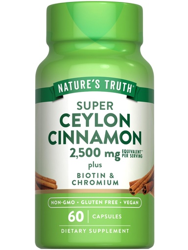 [BRSWICQBBBYAOHDC] Nature's Truth Ceylon Cinnamon Capsules | Plus Chromium and Biotin | 60 Count | Vegan, Non-GMO & Gluten Free Supplement