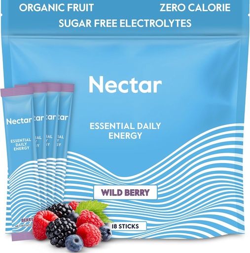 [BRSRMA36CECQMHI3] Nectar Energy Booster - Organic Caffeine, B12 & Electrolytes - Sugar Free & Zero Calorie – Healthy Coffee, Energy Drink & Soda Alternative – Hydration & Energy Supplement (Berry 18 Powder Packets)