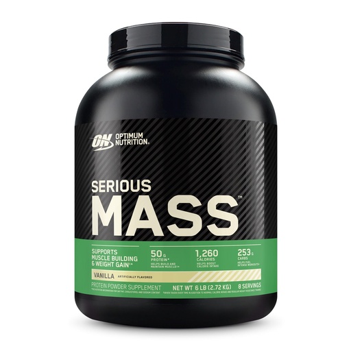 [BRSWIY34CF7Q4CL4] Optimum Nutrition Serious Mass, Weight Gainer Protein Powder, Mass Gainer, Vitamin C and Zinc for Immune Support, Creatine, Vanilla, 6 Pound (Packaging May Vary)