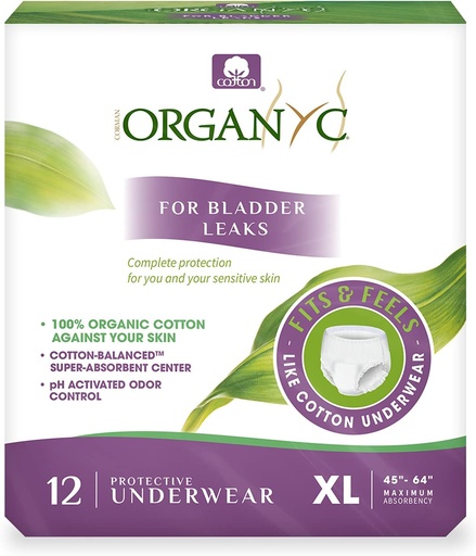 [BRSW2ZIYB54AEELF] X-Large, 12 Count, Organic Cotton, No Leaks, No Odor, No Irritation