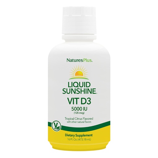 [BRSWIYLYC4MGGADM] NaturesPlus Liquid Sunshine Vitamin D3 - 16 fl oz - Tropical Citrus Flavor - Bone Health & Immune System Support - Vegetarian - 32 Servings