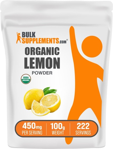 [BRSWYZI3C4FWY2TV] BulkSupplements.com Organic Lemon Powder - Natural Vitamin C Source, Fruit Powder, Lemon Flauring - Gluten Free, 450mg per Serving, 100g (3.5 oz) (1-es csomag)