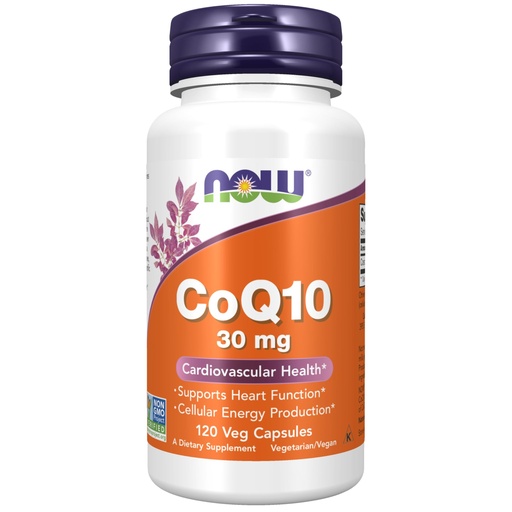 [BRSWIYQ6CR5WACAZ] NOW Foods Supplements, CoQ10 30 mg, Pharmaceutical Grade, All-Trans Form produced by Fermentation, 120 Veg Capsules