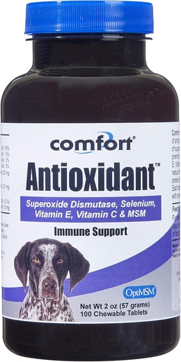 [BRSWY2QHCR4BYETB] Kala Health COMFORT Antioxidant Supplement for Dogs, 100 Count, Immune Support and Helps Reduce Skin Allergies, Contains: MSM, Superoxide Dismutase, Selenium and Vitamin C & E, Made in The USA