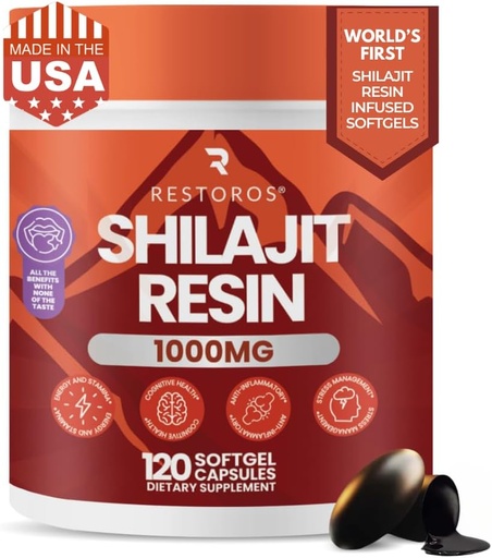 [BRSROH37DN5QIADO] World's First Shilajit Pure Resin Softgels | Himalayan Shilajit Supplement | Purer Than Powdered Capsules & No Bad Taste | Made & Lab-Tested in The USA | GMP-Certified | 1000mg, 120 Capsules