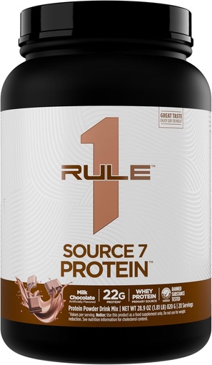 [BRSROBARB57WCC3K] Rule 1 Source 7 Protein – Decadent Flavor, Velvety Smooth Texture, 22g Anytime Protein, and 10g Naturally Occurring EAAs Per Serving from 7 Premium Sources (1.8 Pounds*, Milk Chocolate)
