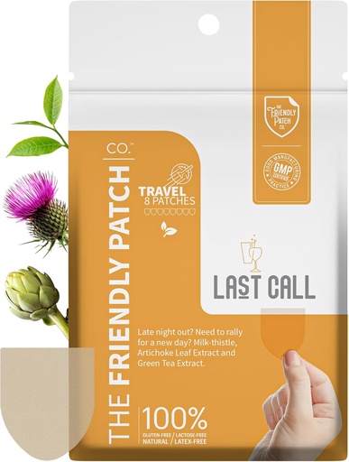 [BRSROZQLDMPBOH3Z] The Friendly Patch Last Call Patch - Late Night Out - Plant Powered Wearable Patches with Vine Tea, Caffeine, Milk Thistle, Artichoke Leaf Extract - Wellness 8 Pack