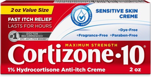 [BRSRO2Q7BMNAECL2] Cortizone 10 Maximum Strength Sensitive Skin Anti-Itch Cream, 1% Hydrocortisone, 2 oz.